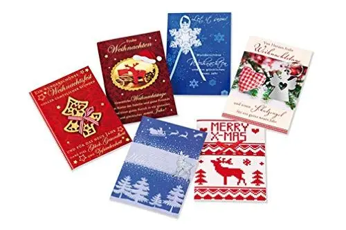Produktbild: Perleberg hochwertige Weihnachtskarten - 6er Pack - Liebevoll gestaltete Weihnachtspostkarte inklusive Umschlag - Kunstvolle Grußkarte für Weihnachten in 13,5 x 18,5 cm