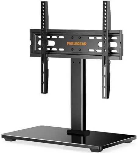 Produktbild: Perlegear TV Ständer TV Standfuss Universal für 26-55 Zoll OLED LCD Flach & Curved Fernseher bis zu 40kg, Max.VESA 400x400mm, Höhenverstellbar & Stabile Base