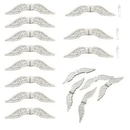 Produktbild: Perlin 20 Stück Flügel Engel Metallperlen Engelsflügel Perlen 32mm Silber Perlenengel Metall Schmuckteile DIY für Armbänder, Halsketten, Armbänder
