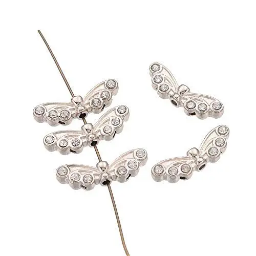 Produktbild: Perlin 20stk Flügel Engel Mit Crystal Strasssteine Metallperlen Engelsflügel Perlen 22mm Metall Spacer DIY für Basteln Schmuck Halskette M452 x2