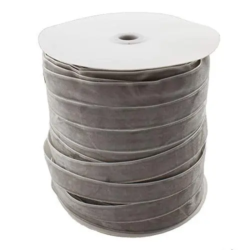 Produktbild: Perlin - 10 Meter Samtband 20mm Grau Samtborte Schmuckband Schleifenband Zierband Zierborte Borte Band Dekoband Bastelbedarf Geschenkband C160 x2