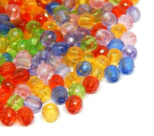 Produktbild: Perlin - 2000stk Kunststoffperlen 4mm Luxus Spacer Acrylperlen Facettiert Kugeln Rund Plastik Perlen für Perlenset Schmuck Selber Machen