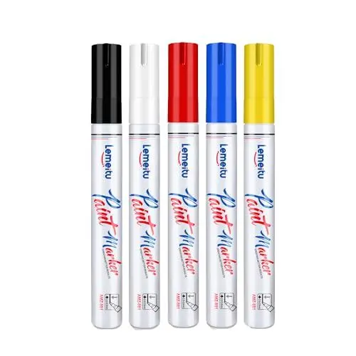 Produktbild: Permanent Marker Wasserfeste Stifte:5 Farben Permanentmarker, Glasstifte und Lackstifte zum Zeichnen auf Stein, Metall, Kunststoff, Tassen, Holz, Keramik, und Reifen, Farbechte Marker auf Ölbasis