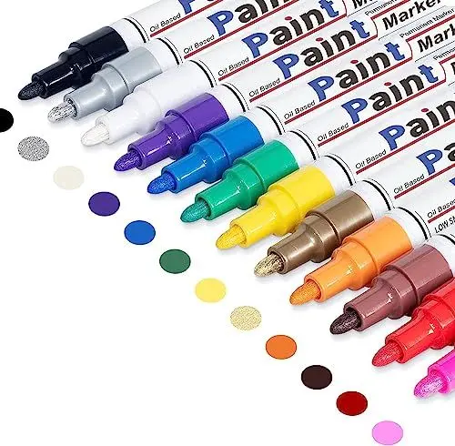 Produktbild: Permanent marker ANYUKE12 permanent marker set: paint marker stifte Wasserfeste Stifte Steine Bemalen Glasstift Lackstift für Karton, Kunststoff, Holz, Metall,KeramikTasse,Permanent Marker Bunt