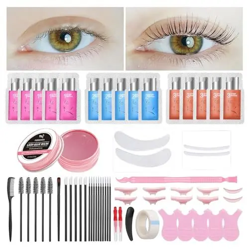 Produktbild: PERMANIA Wimpernlifting Set, Lash Lifting Set, Augenbrauen Lifting Set, Wimpernlifting-Kleber mit Rosenduft, Neues Zubehör, Wimpern bis zu 4-6 Wochen, Salonqualität