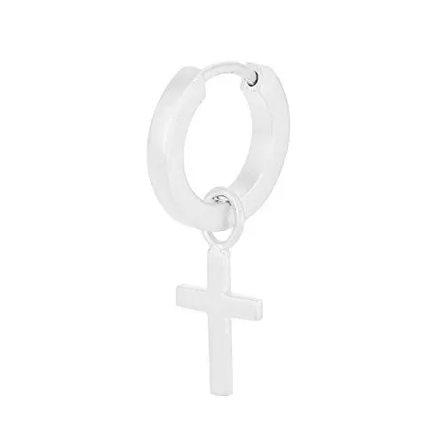 Produktbild: Pernille Corydon Ohrring Damen Creole Silber Kreuz Charm Cross One Piece Huggie - Sterling Silber 925-10 mm - E824s