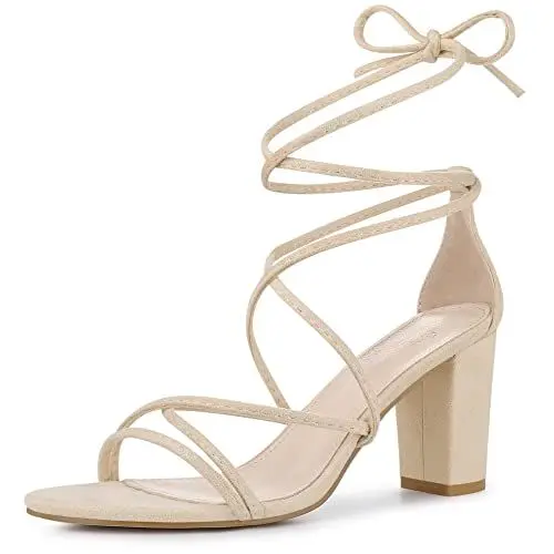 Produktbild: Perphy Damen Chunky Heels Riemchen Schnürsandalen Beige 40
