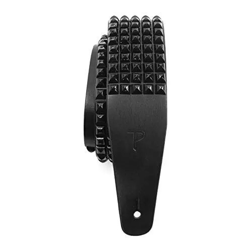 Produktbild: Perri's Leathers Ltd. - Gitarrengurt - Nietenbesetztes Leder - Schwarz - Einstellbar - Für Akustik-/Bass-/Elektro-Gitarren - Made in Canada (P25STUD-7112)