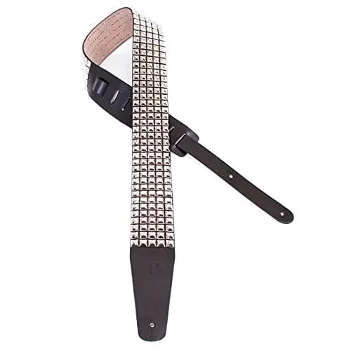 Produktbild: Perri's Leathers P25ST7113 Studded Guitar Strap with Leather Ends - Fits Bass, Acoustic and Electric Guitars, 2.5