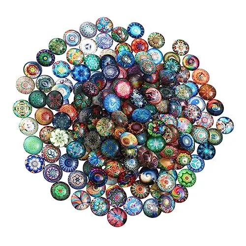 Produktbild: PERSELOSO 50stücke Runde Edelstein Patches Für DIY Schmuckherstellung Selbstklebend Kreative Bastelmaterialien Für Armbänder Halsketten Und Cameo-Dekorationen
