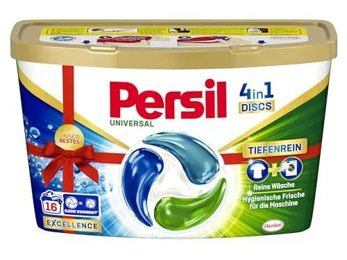 Produktbild: Persil Universal 4in1 DISCS (16 Waschladungen), Universal Waschmittel mit Tiefenrein Technologie, Vollwaschmittel für reine Wäsche und hygienische Frische für die Maschine