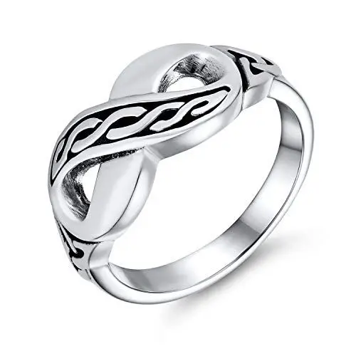 Produktbild: Bling Jewelry Personalisierter Beste Freunde BFF Schwesternschafts-Schwester Irischer Keltischer Liebesknoten Unendlichkeitsring für Frauen Freundin Teenager Oxidiertes .925 Sterlingsilber Anpassbar