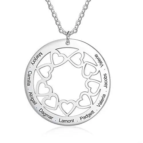 Produktbild: Personalisierte Halskette Damen Herz Anhänger mit Namen Gravur Mutter Tochter Kette Geschenk (herz)