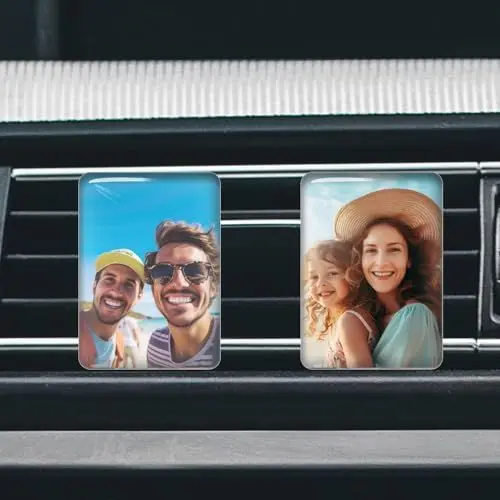 Produktbild: Personalisierte Kristall-Auto-Lufterfrischer - Custom Aromatherapie Auto Air Vent Clip mit Ihrem Foto Text - Customized Auto Luftreiniger duftende Kristall-Clips für Auto-Innenraum-Dekoration-Duft