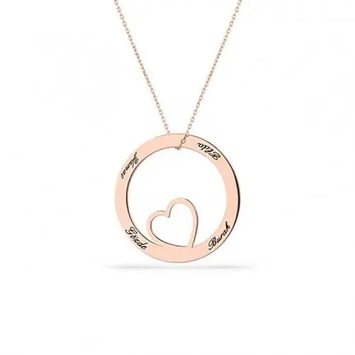 Produktbild: Personalisierte runde Familie Halskette. Familie Silber Halskette, personalisierte Rose Gold plattiert Halskette. Runde Familie Rose Gold plattiert Halskette.