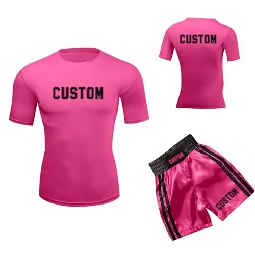 Produktbild: Personalisiertes Boxset für Damen & Herren MMA Shorts Sporthose Herren Kurz, Kickboxen Muay Thai Boxing Grappling Boxhose Sparring, Freefight Martial Arts Kampfshorts Fitness Laufhose Jogginghose