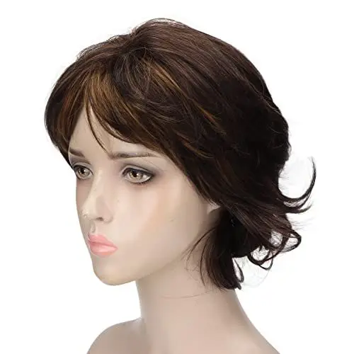 Produktbild: Perücke, Echthaar-Perücken, Kurze Perücken, Pixie-Schnitt-Perücken mit, Weibliche Kurzhaar-Perücken für Tägliches Cosplay, Verstellbar, Hochtemperatur-Synthetik