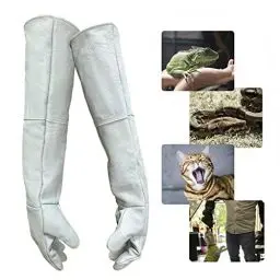 Produktbild: PeSandy Bissfeste Handschuhe für den Umgang mit Tieren, 60 cm/ 23,6 Zoll Anti-Biss Arbeitshandschuhe zum Schweißen, Pflegen, Umgang mit Hund/Katze/Vogel/Schlange/Falken/Eidechse/Reptilien(Grau)