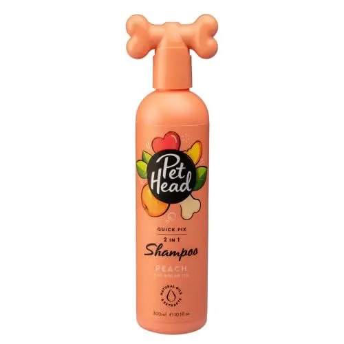 Produktbild: Pet Head Quick Fix Shampoo und Conditioner für Hunde | Pfirsichduft | Pflegt und beruhigt das Fell Ihres Hundes | pH-Neutral | Vegan & Tierversuchsfrei | Sanfte Formel für Welpen | 300ml