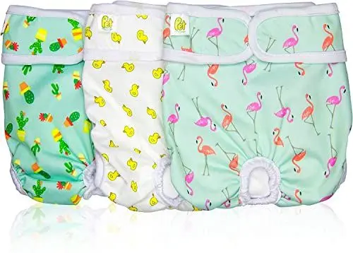 Produktbild: PET MAGASIN Wiederverwendbare Hundewindeln (3er Packung) Hygienische Hundewindeln, hoch absorbierend, Maschinenwaschbar & Umweltfreundlich (Trending, L)