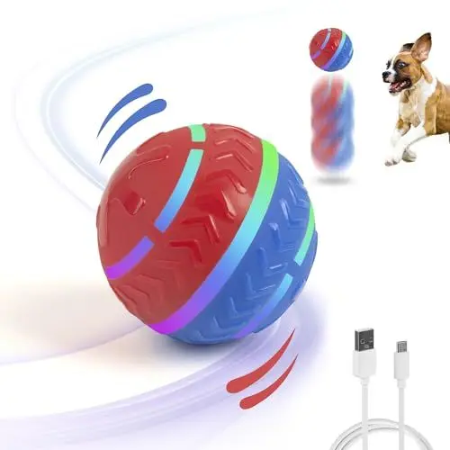 Produktbild: Pet Prime Interaktives Hundespielzeug, Interaktiver Spielball für Hunde mit USB Wiederaufladbar, Strapazierfähiger Magic Ball Hund mit LED-Leuchten, für kleine mittlere große Hunde