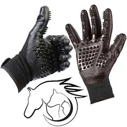 Produktbild: Pet Pro Care Haustier Pflegehandschuh, die sanfte Fellpflege für Katzen, Hunde und Pferde – Als Fellbürste für Hunde, Massagehandschuh, Katzenbürste oder zum Striegeln, Kämmen und Waschen (1 Paar)