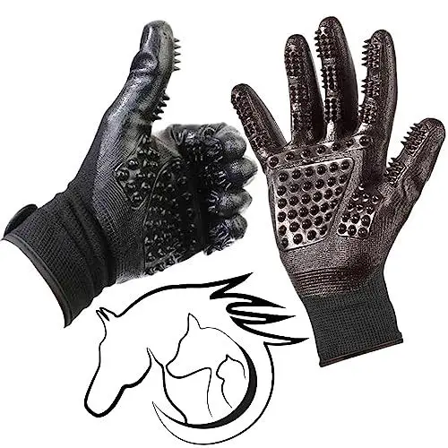 Produktbild: Pet Pro Care Haustier Pflegehandschuh, die sanfte Fellpflege für Katzen, Hunde und Pferde – Als Fellbürste für Hunde, Massagehandschuh, Katzenbürste oder zum Striegeln, Kämmen und Waschen (1 Paar)