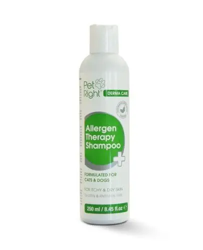 Produktbild: Pet Right Derma Care Hundeshampoo Allergen Therapie mit Pflanzenextrakten für Hunde und Katzen, Lindert Juckreiz und Gerüche, Sensitiv Formula 250 ml