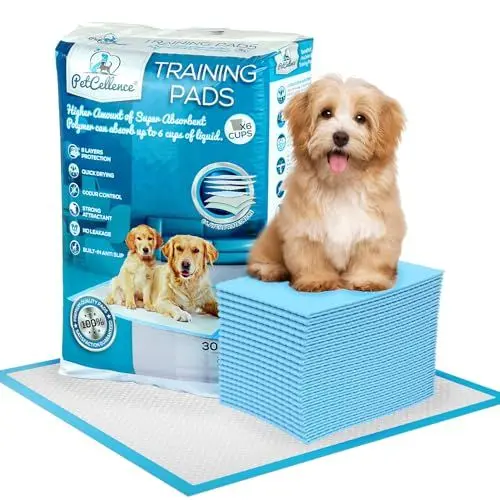 Produktbild: PetCellence Ultra-Absorbierende Welpen Unterlagen 30 Stück - 60x60 cm Prämie Auslaufsichere PIPI Matten für Hunde - 6-Lagigem mit Anti-Rutsch-Band Trainingspads für Hunde