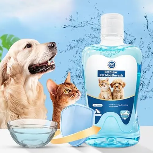 Produktbild: Petclear Mundwasser Für Hunde Und Katzen, Trinkwasserzusatz, Schützt vor Plaque Und Zahnstein, Frischer Atem, Keine Bürste Erforderlich - 380ml