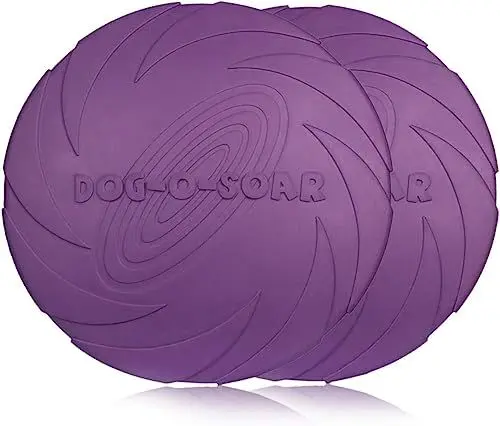 Produktbild: PETCUTE 2 Stück Hund Frisbees,Haustier Fliegenden Untertasse,Gummi Frisbee, Interaktive Outdoor-Spielzeug, Perfekt für Hund Werfen, Training, Spielen und Fangen,ø 20 cm
