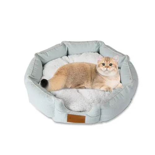 Produktbild: PETCUTE hundekorb Hundebett Katzenbett Luxus gesteppt weiches Fell Fleece Hund Bett waschbar Haustier Plüsch Korb Matte Kissen