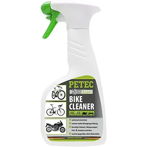 Produktbild: PETEC Fahrrad Reiniger Bike Cleaner 500 ml Sprühflasche Putzmittel. E Mountainbike Fahrradreiniger Motorrad Pflege Allzweckreiniger Spray. EBike Reinigung alle Rahmen & Felgen Shampoo 60150