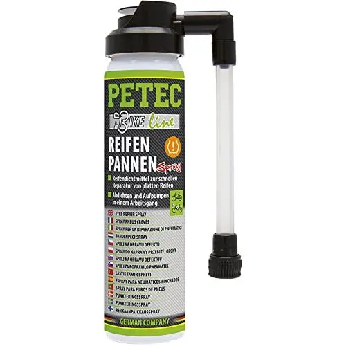 Produktbild: PETEC Pannenspray Fahrrad Reifen Dichtmittel Fahrradschlauch 75ml Spray Bike. Sofortige Pannenhilfe ohne Werkzeug. Für alle Ventile und Fahrradreifen 70575