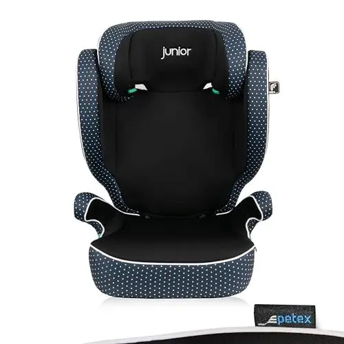 Produktbild: PETEX Auto-Kindersitz Basic i-Size Norm nach ECE R129 für Kinder von ca. 100-150 cm, höhenverstellbarer Kinderautositz in blau, 1 Stück