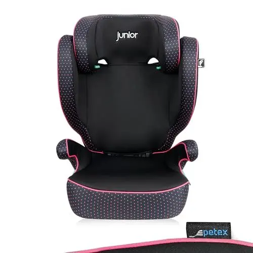 Produktbild: PETEX Auto-Kindersitz mit ISOFIX - Basic Plus i-Size Norm nach ECE R129 für Kinder von ca. 100-150 cm, höhenverstellbarer Kinderautositz in pink, 1 Stück