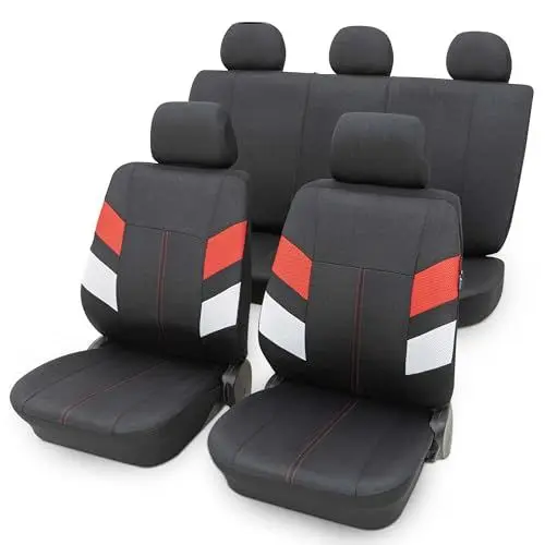 Produktbild: PETEX Auto Sitzbezüge Universal Komplett Set 11-teilig - Maui rot, Eco Class mit SAB 1 Vario