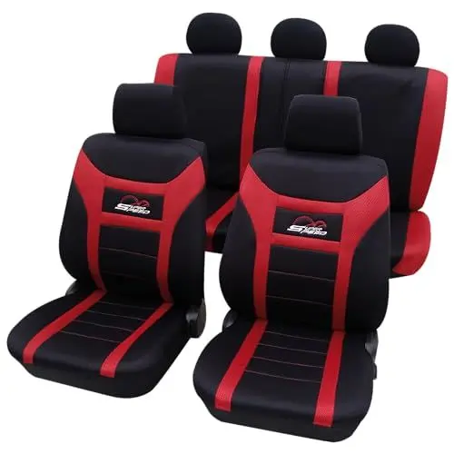 Produktbild: PETEX Auto Sitzbezüge Universal Komplett Set 11-teilig - Super-Speed rot, Eco Class mit SAB 1 Vario