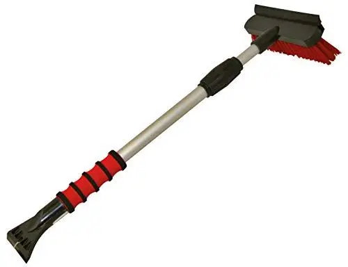 Produktbild: Petex 46010000 Schneebesen / Eiskratzer 4601, rot mit Gummilippe, Teleskopstange Länge 58 - 91 cm