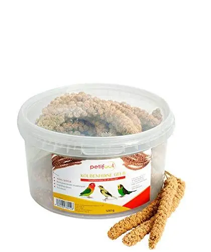 Produktbild: petifool Kolbenhirse gelb 500g - Einzelfuttermittel für alle Ziervögel - Vogelfutter - 100% Natur