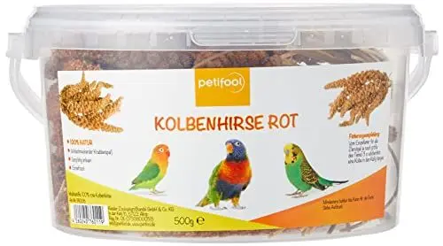 Produktbild: petifool Kolbenhirse rot 500g - Einzelfuttermittel für alle Ziervögel - Vogelfutter - 100% Natur