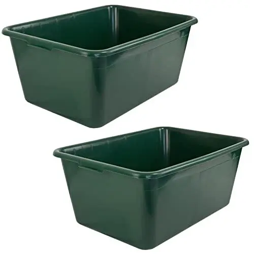 Produktbild: Petigi Wildwanne Futterwanne Mörtelwanne Kunststoffwanne Wassertrog Wasserbehälter 65 L Grün Lebensmittelecht Multiwanne, Anzahl:2