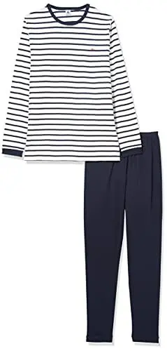 Produktbild: Petit Bateau Jungen A01ff Pyjama, Weiss Marshmallow / Blau Smoking, 18 Jahre EU
