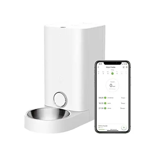 Produktbild: PETKIT Automatischer Futterspender mit Schüssel aus Edelstahl, Steuerung per App, LED-Anzeige für geringe Futtermengen, Futterspender für Katzen (Hunde) – 2,8 l