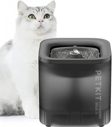 Produktbild: PETKIT CYBERTAIL Katzen Trinkbrunnen, Hundewasserspender,1,85L Katzen Hunde Wasserbrunnen,LED-Licht,25dB Extrem Leiser,Schnurgebundener Wasserspender, Schnurlose Wasserpumpe,Grau