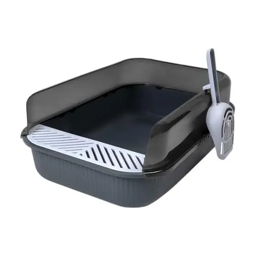 Produktbild: PETNEXT | (NEUEINFÜHRUNG) Offenes Katzenklo 50,5x34,5x18,5cm - Hoher Rand, frische Luft, Artgerecht, Streuschaufel & Gitter saubere Umgebung (für kleine Katzen & Kitten)