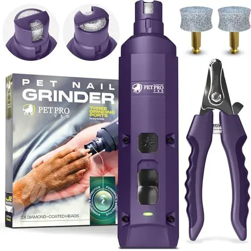Produktbild: PETPROVED Krallenschleifer für Hunde mit LED-Licht Krallenschleifer Hund Krallenfeile für Hunde Krallenschleifer Krallenschere Hund Hundekrallenkürzer Hundefeile Krallen Nagelfeile Elektrisch