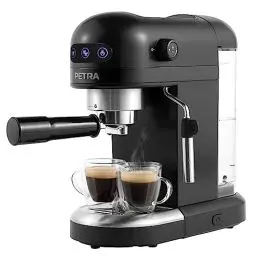 Produktbild: Petra PT5240 Espressomaschine mit Milchaufschäumer - 1,4 l, BPA-Frei, einfacher & doppelter Espresso im Barista-Stil, kompakt, italienische 15-bar-Druckpumpe, kompatibel mit gemahlenem Kaffee, 1465W