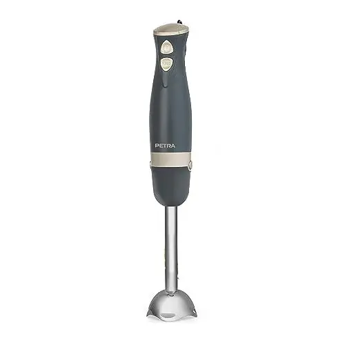 Produktbild: Petra PT5612BGRYVDE Stabmixer - Edelstahlstab & Klinge Elektrischer Pürierstab, 2 Geschwindigkeiten, Abnehmbar, Kompakt, Tiefeinsteckmixer Für Suppen, Smoothies, Saucen, Babynahrung, 600W, Grau & Gold