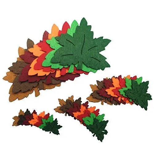 Produktbild: Petra's Bastel-News 56-teiliges Streudeko-Set Ahornblätter Herbst bestehend aus 4 verschiedenen Größen in 7 Farben Filz, Fliz, bunt, 18 x 12 x 3 cm